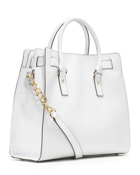 michael kors white saffiano hamilton east west bag|Michael Kors saffiano leather.